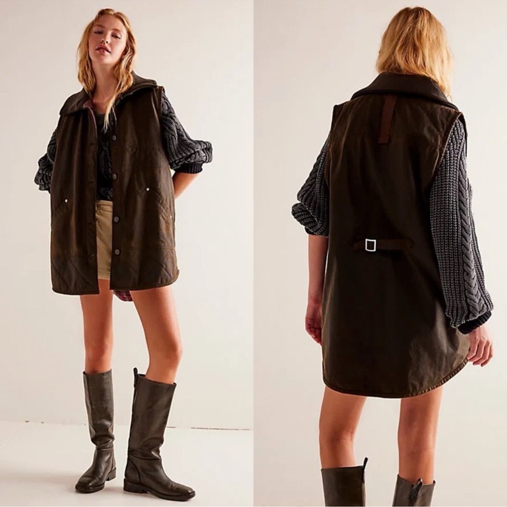 NWT Free People Benny Waxed Vest Barn Utility Jacket